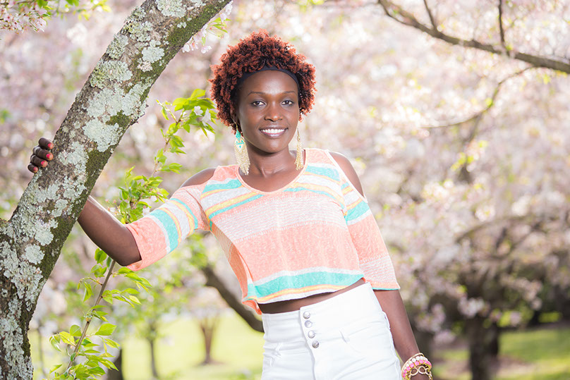 Tuscaloosa, Alabama senior pictures. Senior pictures in a cherry blossom grove in Tuscaloosa, Alabama.